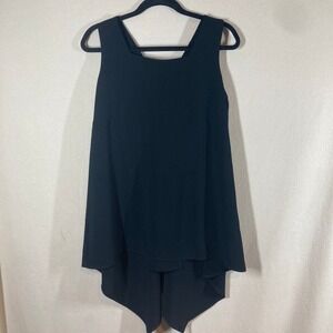Jason by Comfy USA Square Neck Tank Asymmetric Drapey Back‎ M Black Minimalist